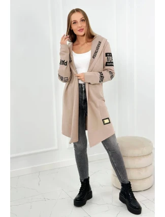 Rukávnik s nápisom tmavo béžová