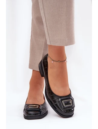 Skórzane Baleriny Z Ozdobą D&A MK51-059 Czarne