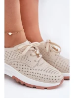 Skórzane Półbuty Damskie Z Przypinką Artiker 54C1811 Beżowe