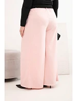 Dámske Plus veľkosť široké nohavice s opaskom Powder Pink Dámske Plus veľkosť široké nohavice s opaskom Powder Pink