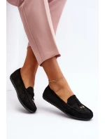 Damskie Zamszowe Klasyczne Mokasyny Czarne Ontala