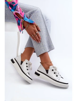 D&A Biele lakované dámske tenisky