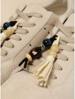 Dámske semišové tenisky so strapcami na platforme béžovej farby FashionStreet ZY1414