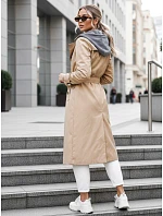 Dámsky dvojradový kabát s kapucňou FashionStreet camel TY5656 Dámsky dvojradový kabát s kapucňou FashionStreet camel TY5656
