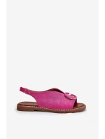 Płaskie Sandały Z Ozdobą Różowe Haliones