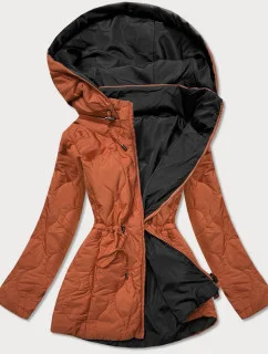 Červeno-čierna obojstranná dámska prešívaná bunda (MHM-W589)