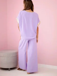 Viskózová súprava so zlatým lemovaním svetlo fialová