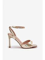 Dámské sandály na podpatku z imitace kůže zlaté Olissey