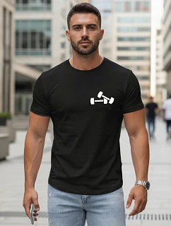 Pánske bavlnené tričko s minimalistickou potlačou čierne FashionStreet NX5086R