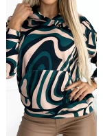 390-5 Klokanka s kapucňou - zelená a béžová vlna