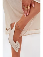 Skórzane Eleganckie Czółenka Na Szpilce CheBello 4666 Beżowe