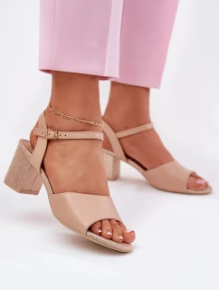 Sandały Damskie Na Słupku Vinceza 20275 Beżowe