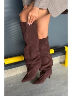 Kozaki Damskie Na Szpilce Wsuwane Czekoladowe Mavilla