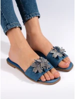 Exkluzívne modré dámske ponožky na podpätku bez päty Exkluzívne modré dámske ponožky na podpätku bez päty