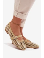 Dámské baleríny s krajkovým vzorem a kamínky Žluté Wilvessa