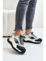 Skórzane Sneakersy Damskie Na Platformie Big Star OO274A220 HI-POLY SYSTEM Biało-Czarne