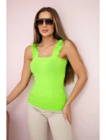 Blúzka bez ramienok s volánikmi zelená neónová