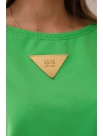 Bavlnená blúzka s volánikmi na ramenách svetlozelená Bavlnená blúzka s volánikmi na ramenách svetlozelená