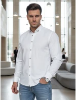 Pánska biela vzorovaná košeľa slim fit FashionStreet DX2693