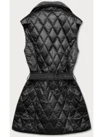 Čierna dámska vesta s golierom (JIN221)