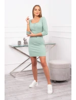 Šaty s gombíkovým výstrihom tmavo mätové Šaty s gombíkovým výstrihom tmavo mätové