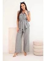 Dámska súprava s blúzkou s kravatou a širokými nohavicami grafitová Dámska súprava s blúzkou s kravatou a širokými nohavicami grafitová