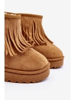 Ocieplane Botki Śniegowce Dziecięce Z Ozdobnymi Frędzlami Camel Nimia