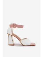 Lakierowane Sandały Damskie Na Słupku Vinceza 20266 Białe
