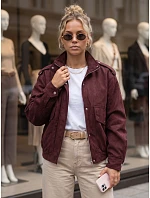 Dámska semišová bunda typu bomber v bordovej farbe FashionStreet TY6066 Dámska semišová bunda typu bomber v bordovej farbe FashionStreet TY6066
