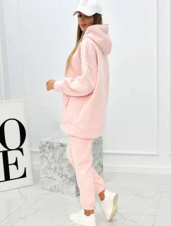 Zateplený set s mikinou s kapucňou prášková ružová melanž