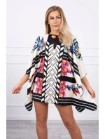 Netopierie šaty s viazaním v páse ecru