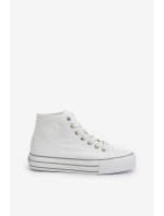 Ocieplane Trampki Damskie Na Platformie OO274A473 Białe