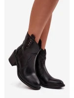 Dámské kotníkové boty na masivním podpatku z eko kůže černé Iverly