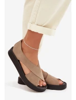 Dámské sandály Zazoo 3196 z přírodního semiše Béžové