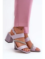 Dámske elegantné sandále na vysokom podpätku fialové D&A