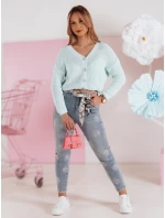 Dámske úzke džínsy s opaskom CRYSTALUX modré FashionStreet UY2427 Dámske úzke džínsy s opaskom CRYSTALUX modré FashionStreet UY2427