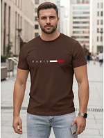 Pánske bavlnené tričko s nápisom PARIS, hnedé, FashionStreet NX5139R Pánske bavlnené tričko s nápisom PARIS, hnedé, FashionStreet NX5139R
