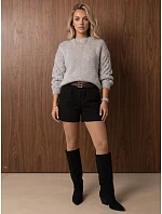 Dámsky oversize sveter s copánkovým vzorom, svetlosivý, FashionStreet MY2591