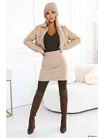 619-2 Pohodlný a elegantný dámsky rebrovaný overal s výstrihom - khaki 619-2 Pohodlný a elegantný dámsky rebrovaný overal s výstrihom - khaki