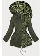 Khaki-limetková dámska bunda parka 2 v 1 (W702)