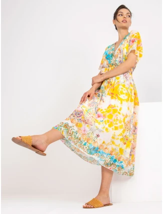 Šaty DHJ SK 15967 1.01P biela a žltá Šaty DHJ SK 15967 1.01P biela a žltá