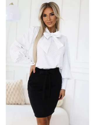 569-2 Semišová sukňa s viazaním - ČIERNA