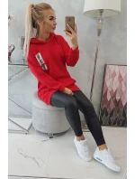 Mikina s kapucňou a nášivkami červená