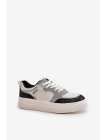 Damskie Niskie Sneakersy Z Eko Skóry Big Star OO274028 Biało-Szare