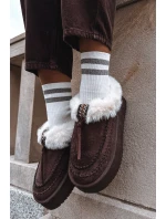 Śniegowce Damskie Z Futerkiem Na Platformie Czekoladowe Rosmira