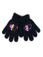 Dievčenské päťprsté rukavice Yoclub s hologramom RED-0068G-AA50-004 Black
