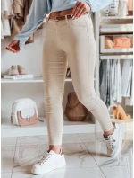 Dámske džínsové nohavice s opaskom CLARET v svetlo béžovej farbe FashionStreet UY2440