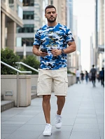 Pánske tričko s potlačou v kamuflážovom vzore, modré, FashionStreet NX2002R Pánske tričko s potlačou v kamuflážovom vzore, modré, FashionStreet NX2002R