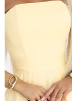 641-3 VIVIENNE korzetové midi šaty s opaskom - pastelovo žlté