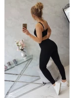 Súprava s blúzkou s rebrovaním čierna